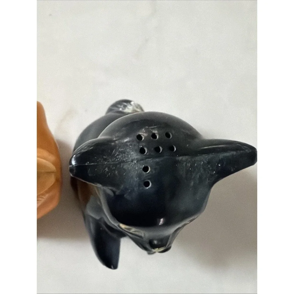 Vtg F&F Figural 1959s MCM Plastic Cat & Dog Salt & Pepper Shakers Fido & Fifi